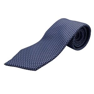 Ermenegildo Zegna Silk Tie, Blue Geometric Jacquard, Made in Italy, Like New